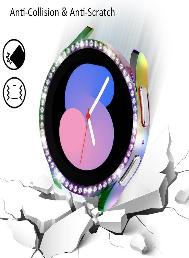 DEALELE [Pack of 2] Watch Case Compatible with Samsung Galaxy Watch 5/4 44 mm, Glitter Rhinestone Diamond Protective Case Watch Cover Replacement Case for Men and Women, 44 mm, Rainbow + Transparent - Image 3