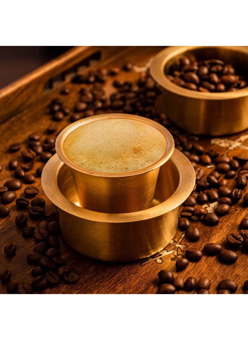 KC - KC Brass Dabara Set | Tea, Coffee Dabara Set | South Indian Coffee Glass Tumbler Set | Brass Dabara Tumbler Set of 2 (120 ML Capacity, Large) - Image 1