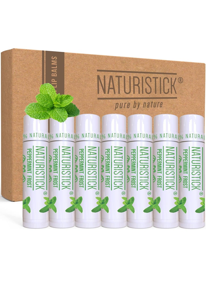 Naturistick - 7Pack Peppermint Lip Balm Gift Set by Naturistick 100 Natural Ingredients Best Beeswax Chapstick for Dry Chapped Lips Made in USA - Image 1