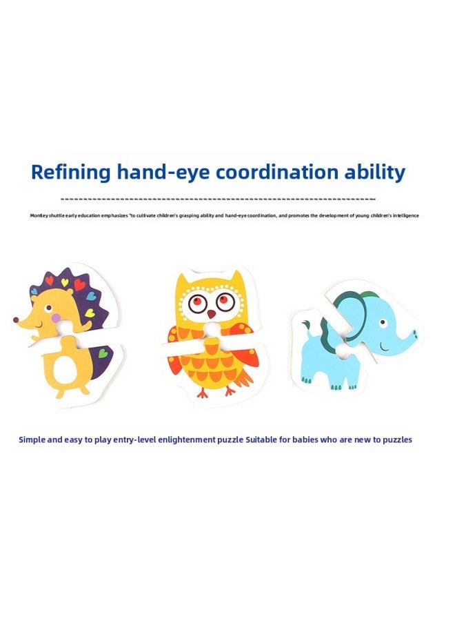 Children's Early Education Educational Toys 0 A 3 Year Old Wooden Two Cartoon Animal Traffic Fruit Matching Iron Box Puzzle Batch-Color:Iron Box Animal - Image 4
