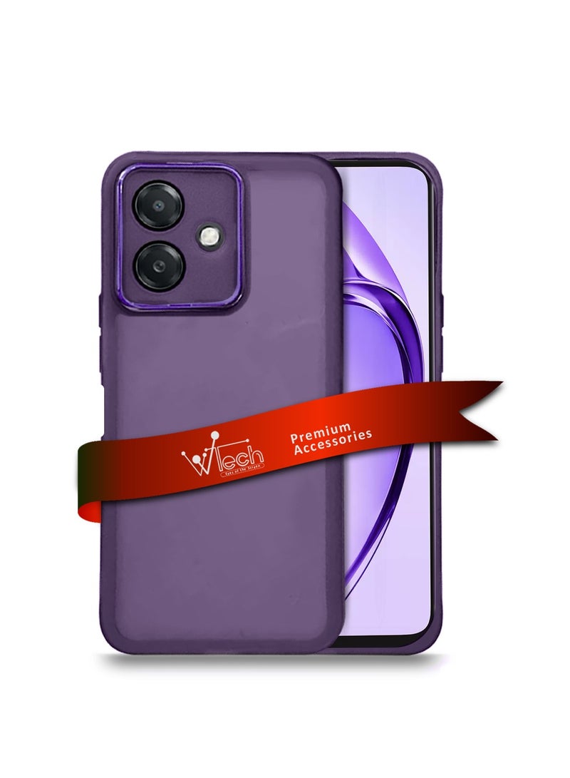 Wtech Oppo A3x 5G 2024 Soft Transparent TPU Silicone Ultra Thin Phone Stylish Electroplated Camera Border Back Case Cover - Eggplant Purple - Image 1
