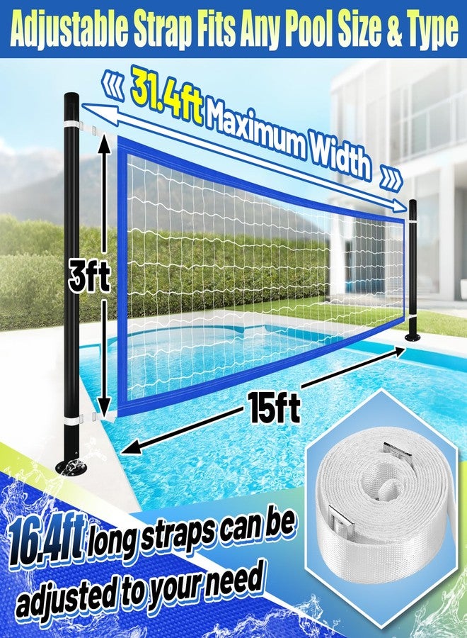 Apipi Durable PE Pool Volleyball Net Replacement - Adjustable 15-31.4Ft Width, 3Ft Height (Net Only) - Blue - Image 3
