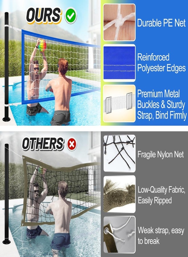 Apipi Durable PE Pool Volleyball Net Replacement - Adjustable 15-31.4Ft Width, 3Ft Height (Net Only) - Blue - Image 2