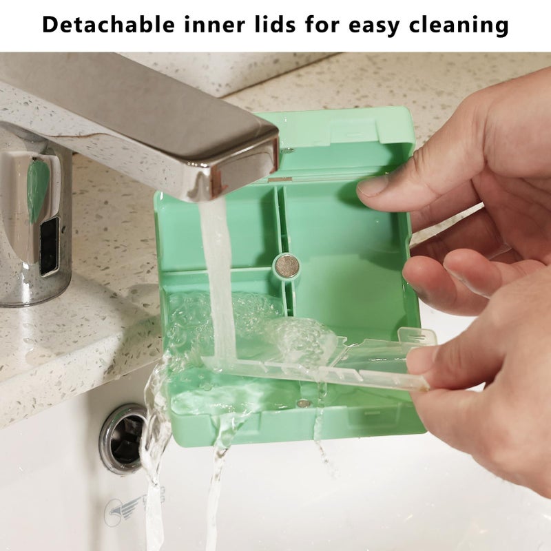 FYY Daily Pill Organizer, 7 Compartments Portable Pill Case Travel Pill Organizer,[Folding Design] Pill Box for Purse Pocket to Hold Vitamins,Cod Liver Oil,Supplements and Medication-Green - Image 5