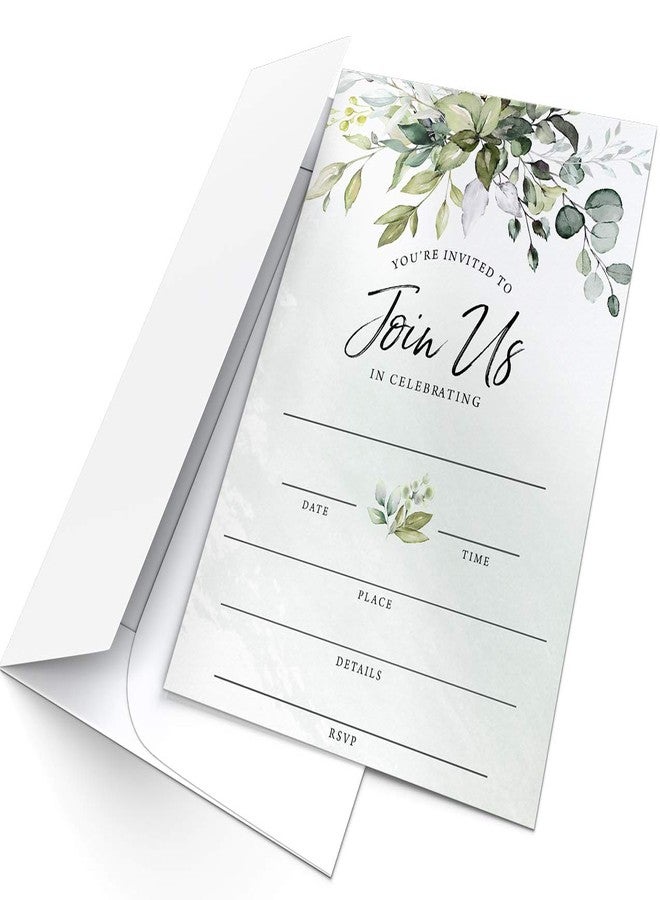 Printed Party Fill-in Invitations and Envelopes, Eucalyptus Greenery, Set of 25 - Image 5