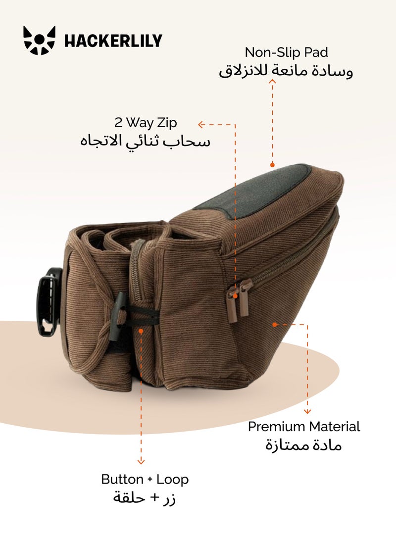 Hackerlily Hip Seat Baby Carrier in Chocolate Corduroy | Strap Free Waist Carrier with Storage | 5+ Carry Positions | Ergonomic M Position | Fits 59–117 CM Waist | Up to 25 KG - Image 4
