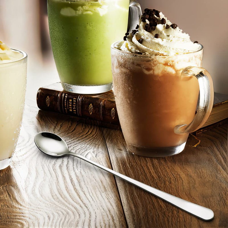 Iqcwood Long Handle Iced Tea Spoons  9-Inch Long Handle Tea Spoons  Coffee Spoon  Ice Cream Spoon  Stirrers Spoons  Stainless Steel Cocktail Stirring Spoons  Set Of 4 - Image 5