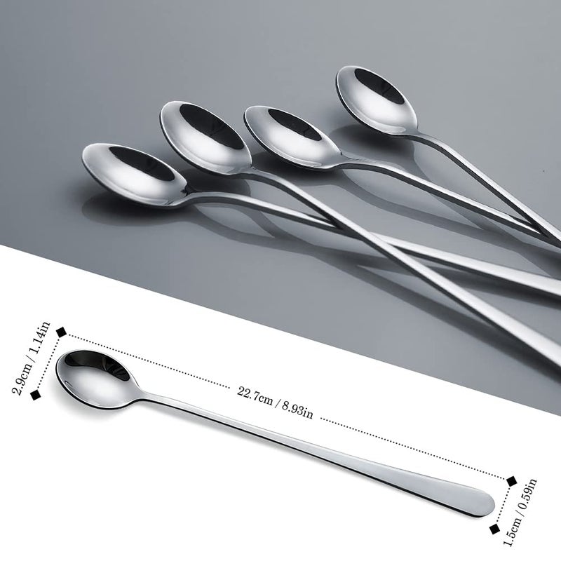 Iqcwood Long Handle Iced Tea Spoons  9-Inch Long Handle Tea Spoons  Coffee Spoon  Ice Cream Spoon  Stirrers Spoons  Stainless Steel Cocktail Stirring Spoons  Set Of 4 - Image 2