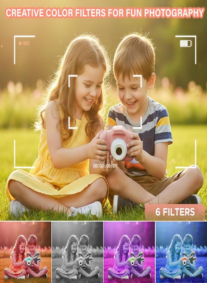 NHR Kids Digital Camera Toy 3.0MP 1080P HD Video Recording with 2 Inch Screen 32GB Support USB Rechargeable Mini Children Digital Camera, Educational Gift for Boys and Girls (Pink, 3+ Years) - Image 3