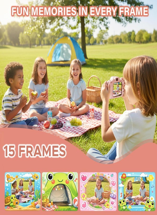 NHR Kids Digital Camera Toy 3.0MP 1080P HD Video Recording with 2 Inch Screen 32GB Support USB Rechargeable Mini Children Digital Camera, Educational Gift for Boys and Girls (Pink, 3+ Years) - Image 4