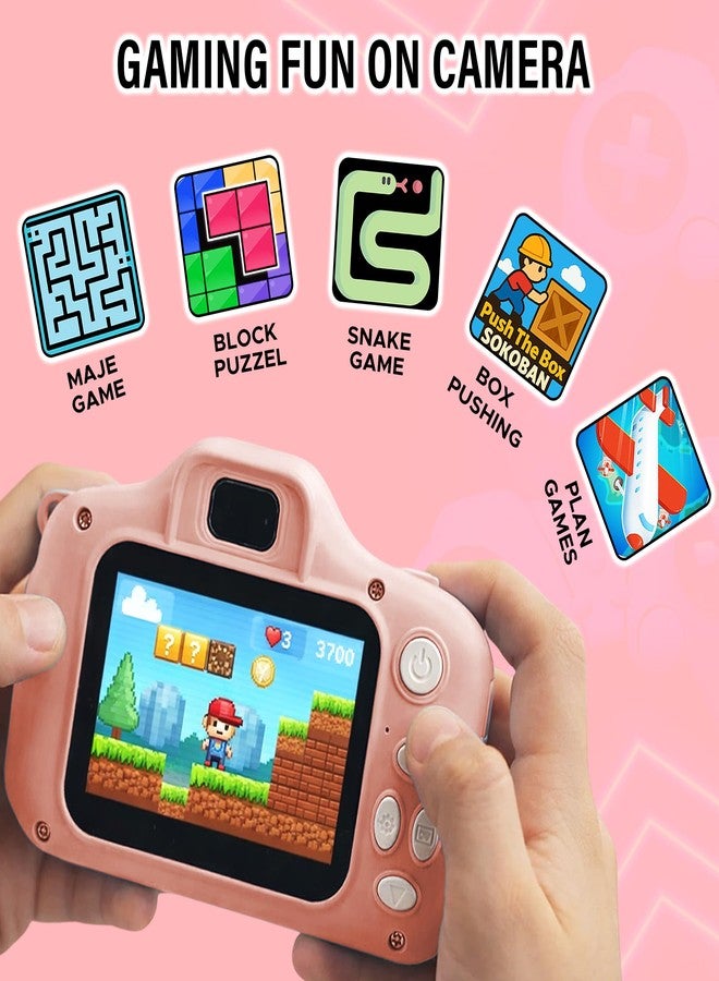 NHR Kids Digital Camera Toy 3.0MP 1080P HD Video Recording with 2 Inch Screen 32GB Support USB Rechargeable Mini Children Digital Camera, Educational Gift for Boys and Girls (Pink, 3+ Years) - Image 2
