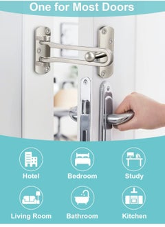 KASTWAVE Hotel Anti-Theft Buckle, Door Lock Swing Rod Door Guard for Front and Inner Doors Thickened Solid Zinc Alloy Reinforced Locks for Home Security Door Locks Reinforced Door Stoppers 2 Pack  - Image 2