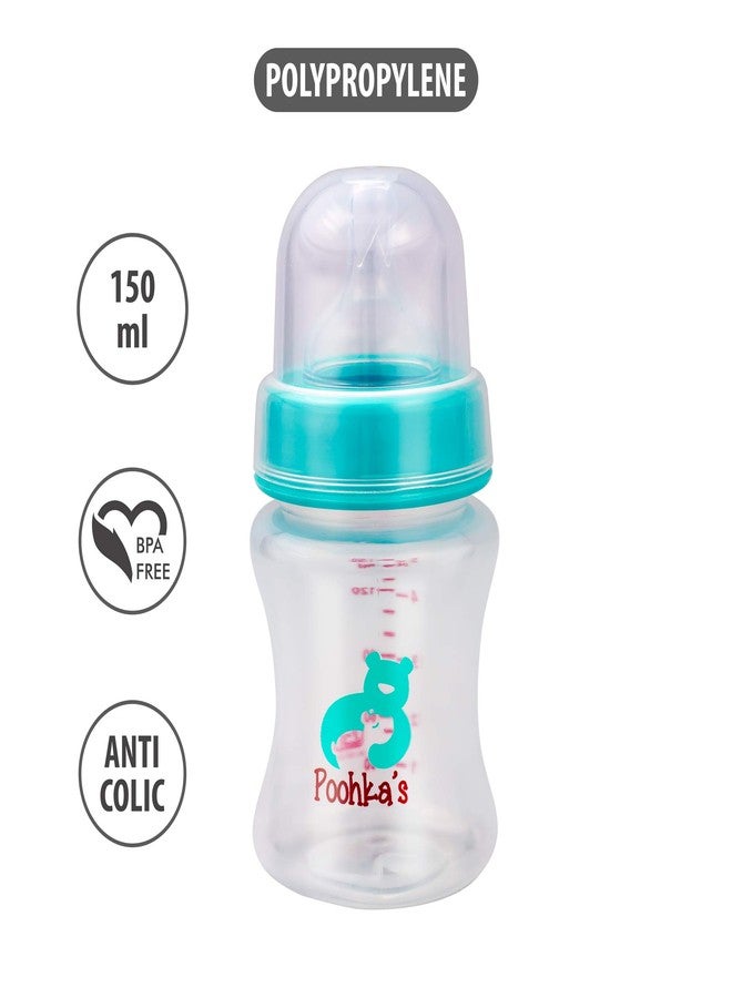 Small Wonder Baby Feeding Bottle Wide Neck Poohka's 150 ml Pack of 1, with Anti Colic Nipple, New Born/Infants/Toddler Upto 3 Years, BPA Free, Green Colour - Image 2