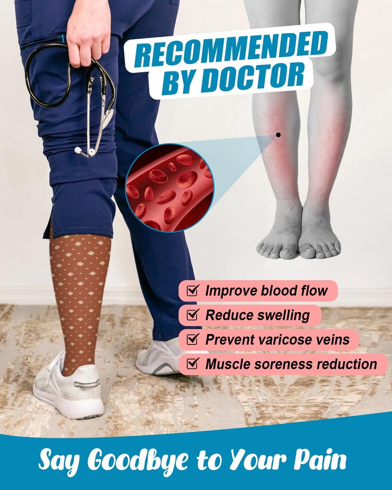 FuelMeFoot 6 Pairs Compression Socks for Women & Men 15-20mmHg Graduated Support Knee High Socks for Nurses, Travel, Athletic - Image 4