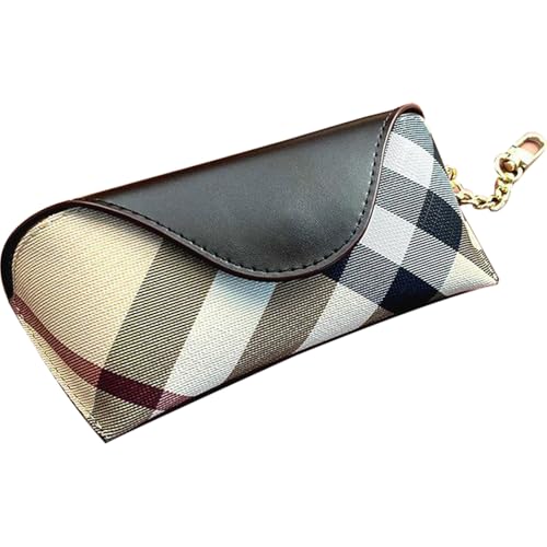 kytasryl Portable Leather Sunglasses Bag,Travel Sunglass Holder Eyeglass Case PU Sunglasses Pouch (Classic White plaid) - Image 1