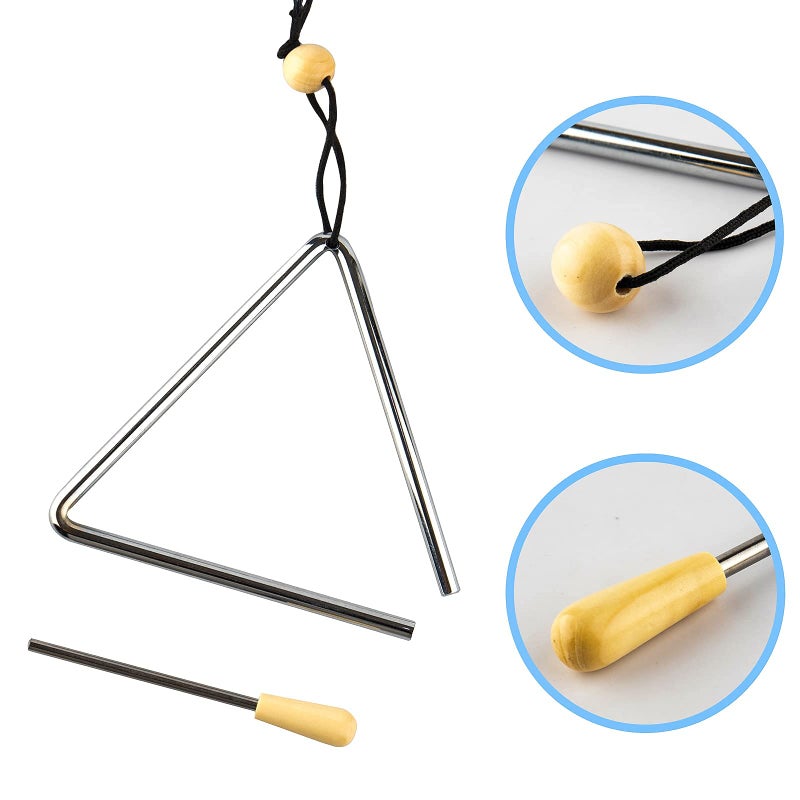 Musfunny Triangle Musical Instrument with Striker, Rhythm Steel Triangles Hand Percussion (6 inch) - Image 2