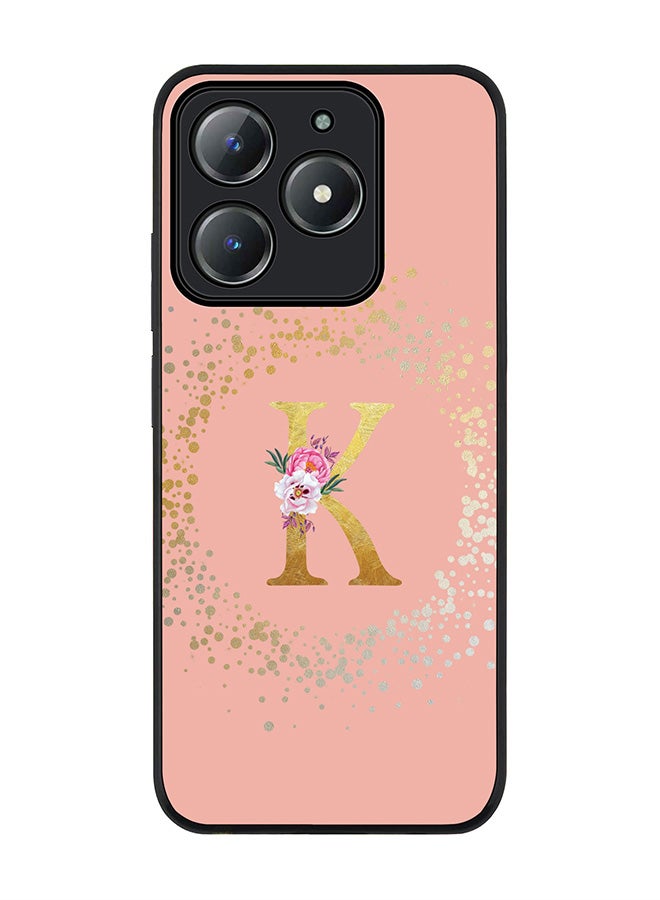 Stylizedd For Realme C63 / Realme C61 4G Case,Slim fit Camera Protection, Shockproof Thin Phone cover  - Custom Monogram Floral - K  (Rose Pink ) - Image 1