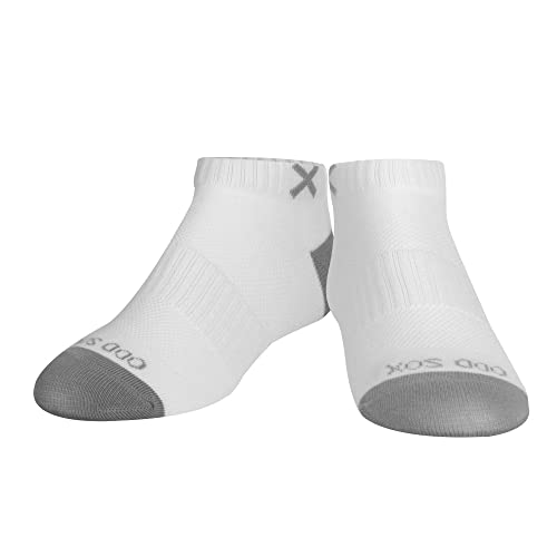 Odd Sox – Basix Big Kids Ankle Socks – 3-Pack White & Gray – Soft Cotton Blend Low Profile Fit – Cushioned, Breathable Everyday Comfort for Active Kids 7-10 - Image 4