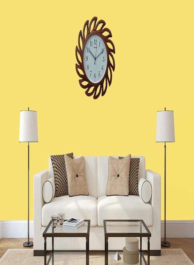 OREVA Plastic Wooden Analog Look Abstract Designer Silent Wall Clock (35.8 X 35.8 X 4 Cm, Brown, AQ 6287 SS) - Image 2