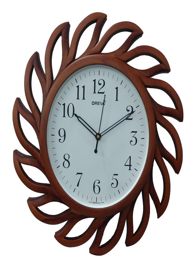 OREVA Plastic Wooden Analog Look Abstract Designer Silent Wall Clock (35.8 X 35.8 X 4 Cm, Brown, AQ 6287 SS) - Image 1