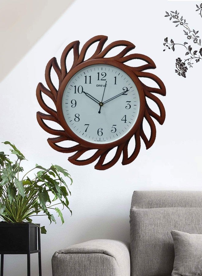 OREVA Plastic Wooden Analog Look Abstract Designer Silent Wall Clock (35.8 X 35.8 X 4 Cm, Brown, AQ 6287 SS) - Image 3