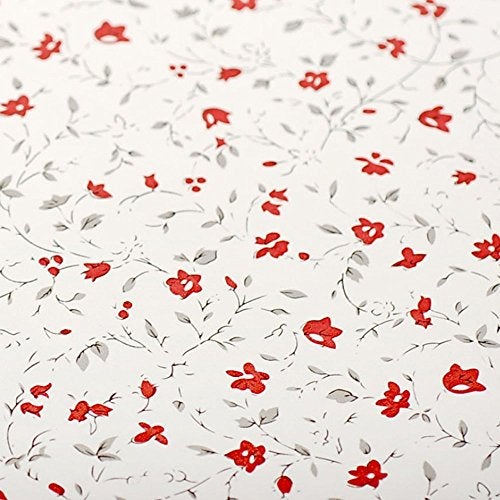 Yifely SimpleLife4U Red Rural Floral Shelf Liner Locker Decor Sticker Self-Adhesive Contact Paper 17.7 Inch By 9.8 Feet - Image 1