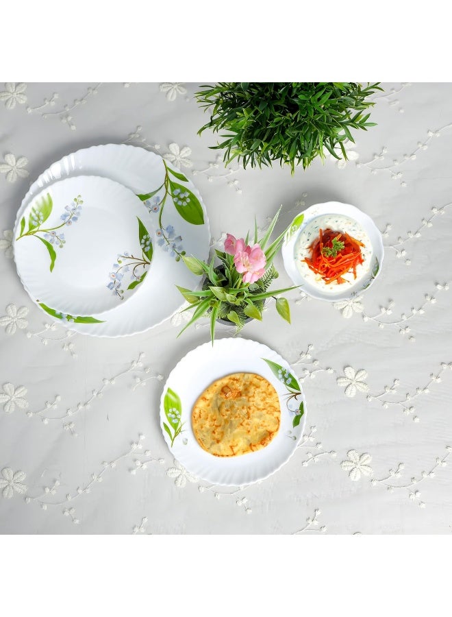 ديلكاسا طقم عشاء أوبال وير من ديلكاسا DC3303 بوتانيكال بليس، 12 قطعة، أبيض/أخضر - Image 4