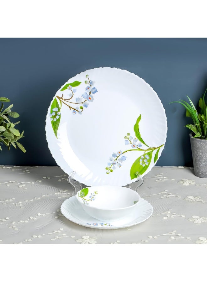 ديلكاسا طقم عشاء أوبال وير من ديلكاسا DC3303 بوتانيكال بليس، 12 قطعة، أبيض/أخضر - Image 3