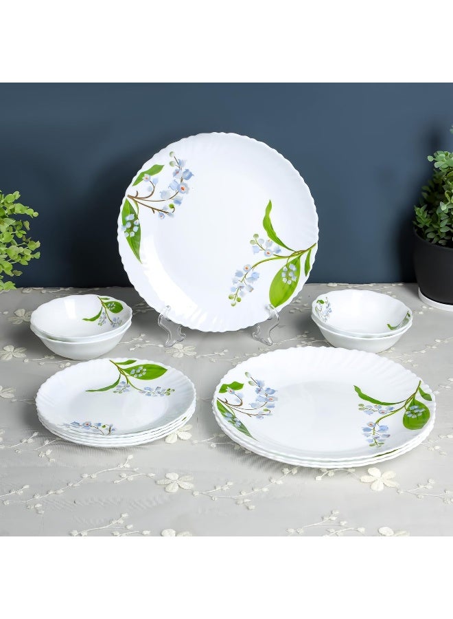 ديلكاسا طقم عشاء أوبال وير من ديلكاسا DC3303 بوتانيكال بليس، 12 قطعة، أبيض/أخضر - Image 5