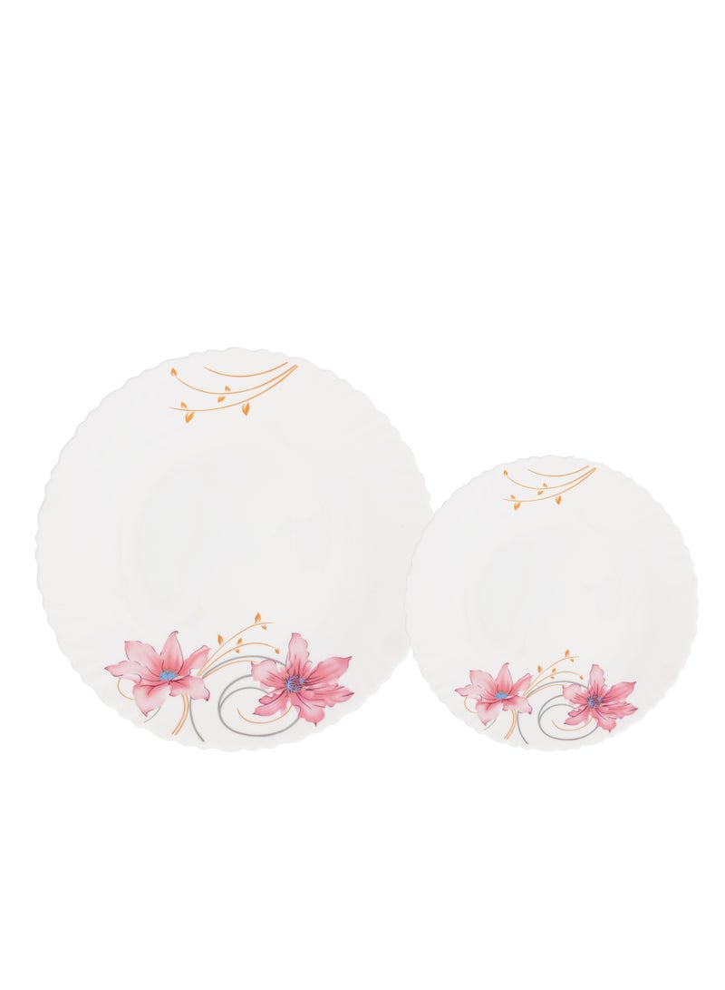 Delcasa DC3303 Botanical Bliss Opalware Dinner Set 12-Pieces, White/pink - Image 2