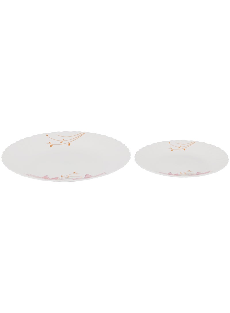 Delcasa DC3303 Botanical Bliss Opalware Dinner Set 12-Pieces, White/pink - Image 4