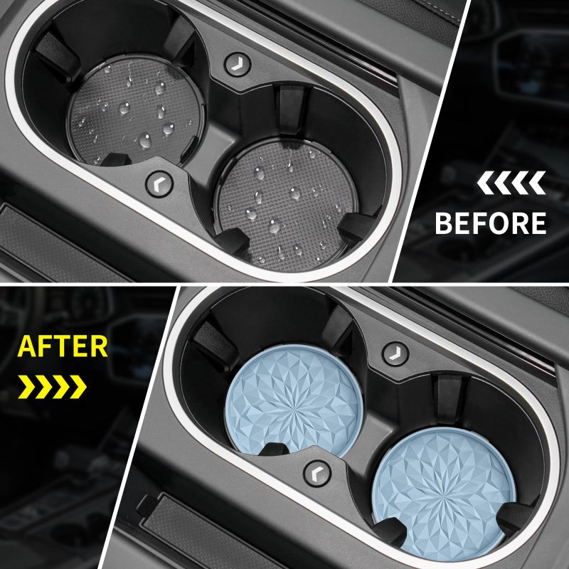 ME.FAN Car Coasters for Cup Holders [4 Pack] - 2.75In Silicone Auto Mug Mats - Universal Non-Slip Recessed Car Interior AccessoriesEther - Image 4