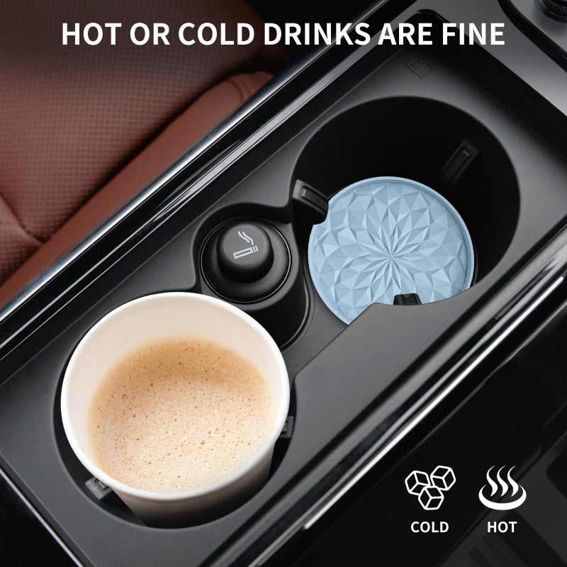 ME.FAN Car Coasters for Cup Holders [4 Pack] - 2.75In Silicone Auto Mug Mats - Universal Non-Slip Recessed Car Interior AccessoriesEther - Image 5