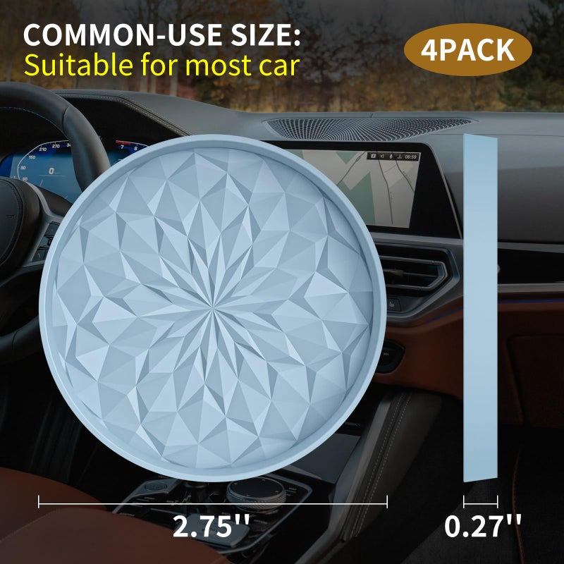 ME.FAN Car Coasters for Cup Holders [4 Pack] - 2.75In Silicone Auto Mug Mats - Universal Non-Slip Recessed Car Interior AccessoriesEther - Image 2