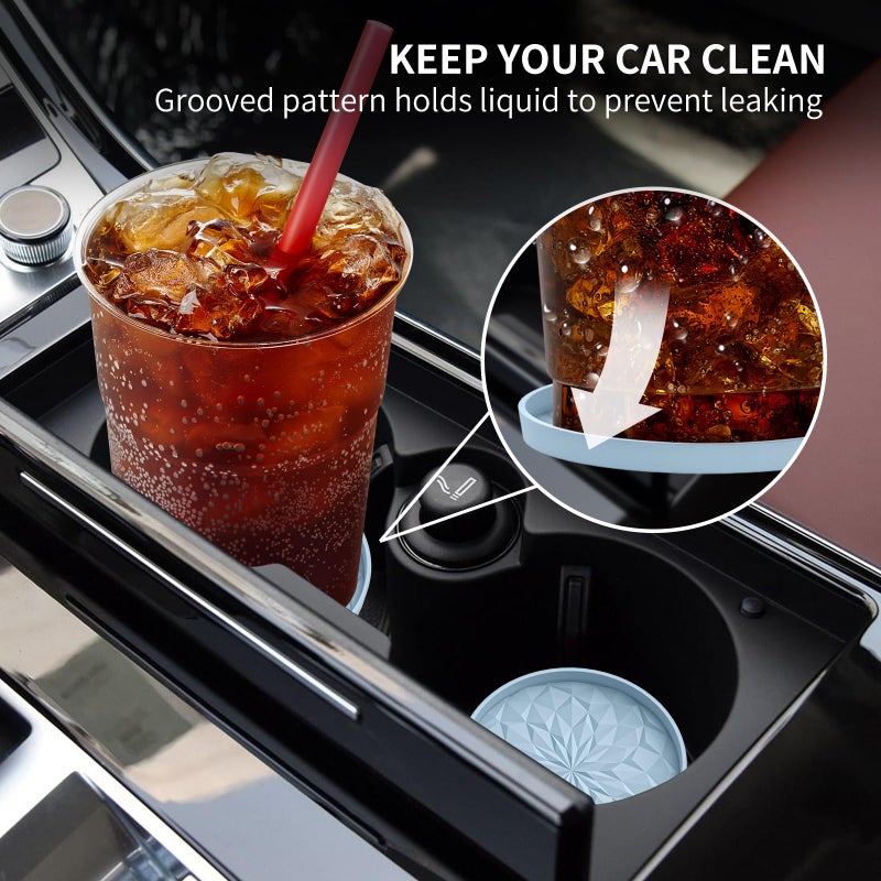 ME.FAN Car Coasters for Cup Holders [4 Pack] - 2.75In Silicone Auto Mug Mats - Universal Non-Slip Recessed Car Interior AccessoriesEther - Image 3