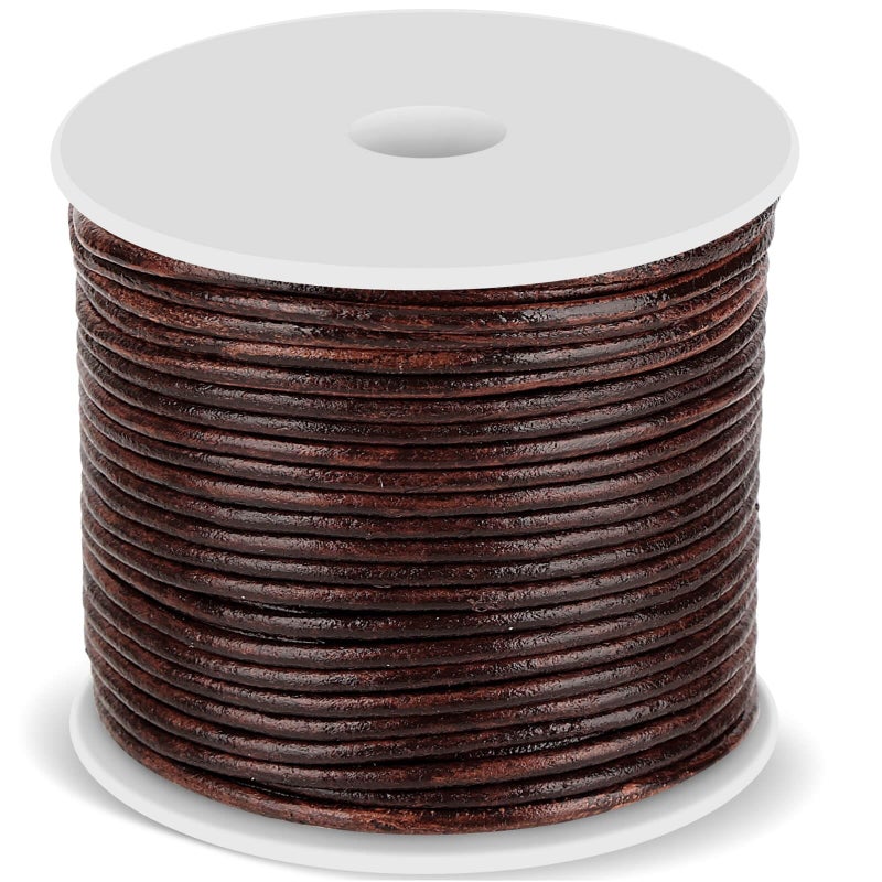 Anezus Leather Cord  Round Brown Leather Lace for Bracelets Necklaces  Crafts
