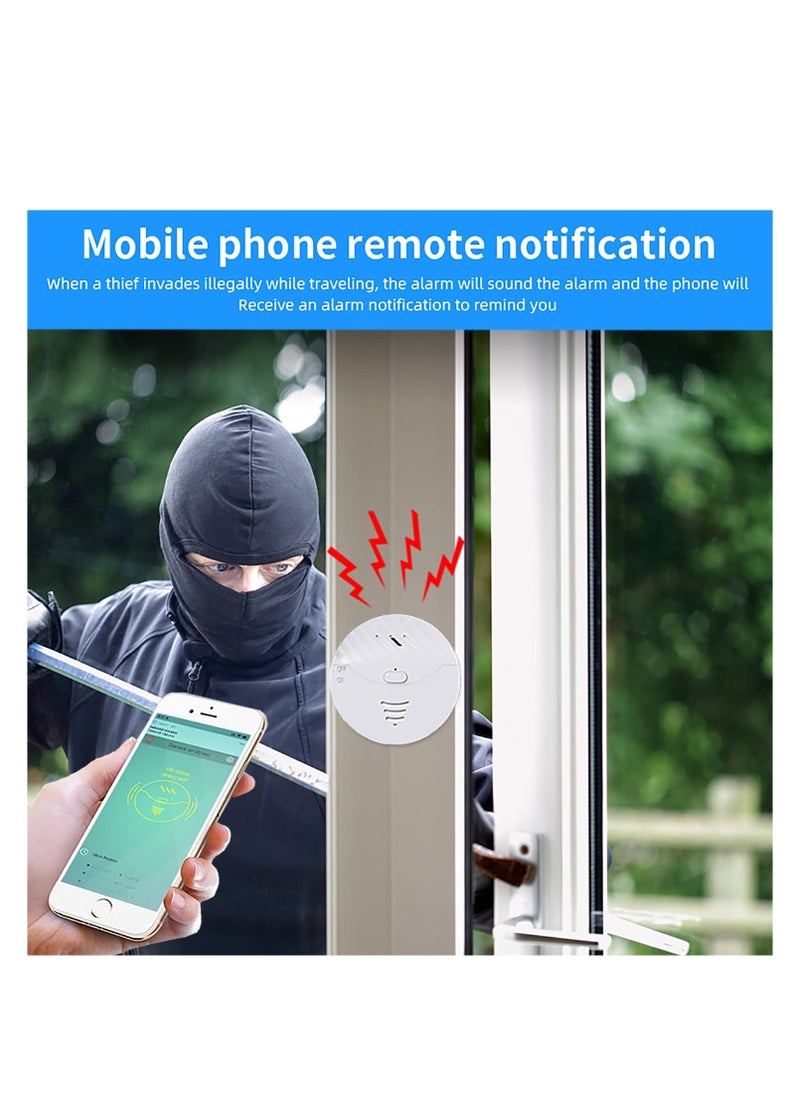 WiFi Smart Door Window Alarm, Vibration Sensors with 130dB Alarm and Free App Alerts, with Virtually Any Window, Glass Break Alarm Perfect for Home, Office, Dorm Room