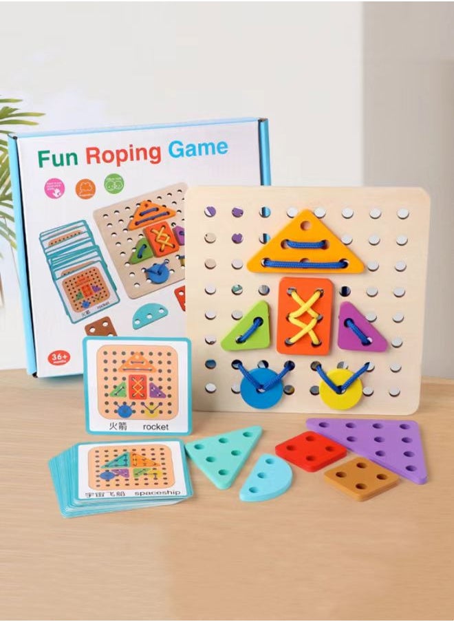 2024 Creative Lacing Board-Toy for Kids , Educational Baby Game,Shape Matching,Fun Wooden Toy  - Image 1