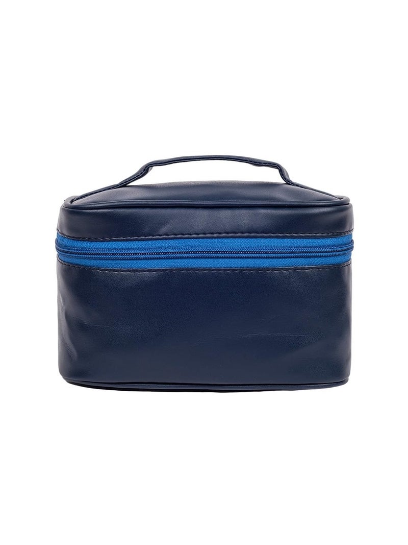 QIPS Large Cosmetic Makeup Kit Storage Organizer| Travel Toiletry Vanity Bag with Big Compartment| Makeup Brush Holder|Jewellery Organizer|Waterproof (Navy Blue) - Image 2
