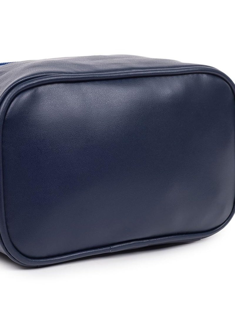 QIPS Large Cosmetic Makeup Kit Storage Organizer| Travel Toiletry Vanity Bag with Big Compartment| Makeup Brush Holder|Jewellery Organizer|Waterproof (Navy Blue) - Image 4