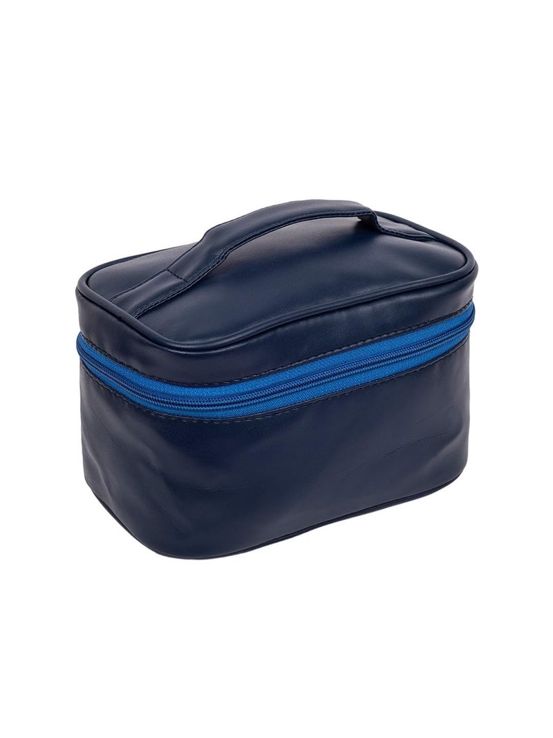 QIPS Large Cosmetic Makeup Kit Storage Organizer| Travel Toiletry Vanity Bag with Big Compartment| Makeup Brush Holder|Jewellery Organizer|Waterproof (Navy Blue) - Image 1