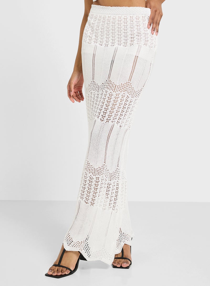 Ginger Halter Neck Knitted Crochet Top & Skirt Co-Ord Set  - Image 4