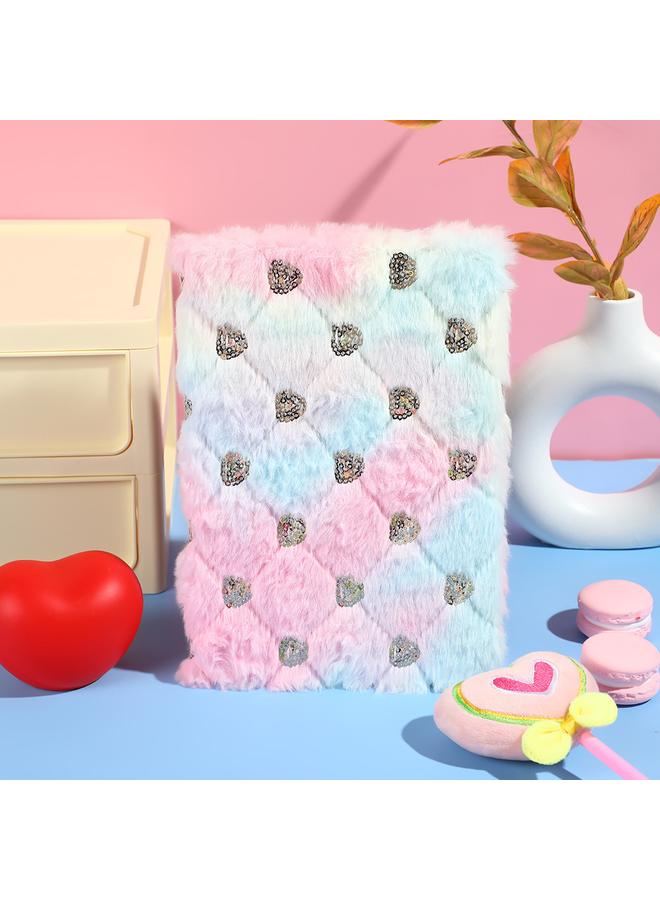 Bluejw New Plush Love Sequins A5 Horizontal Line Notebook High Color Value Gradient Notebook Student Hand Account Book - Image 1