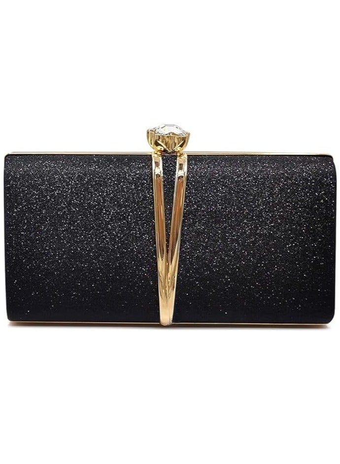 Captaintech Bag, Ladies Evening Bag with Backpack Chain, Elegant Envelope Bag for Wedding Party Banquets Black - Image 1