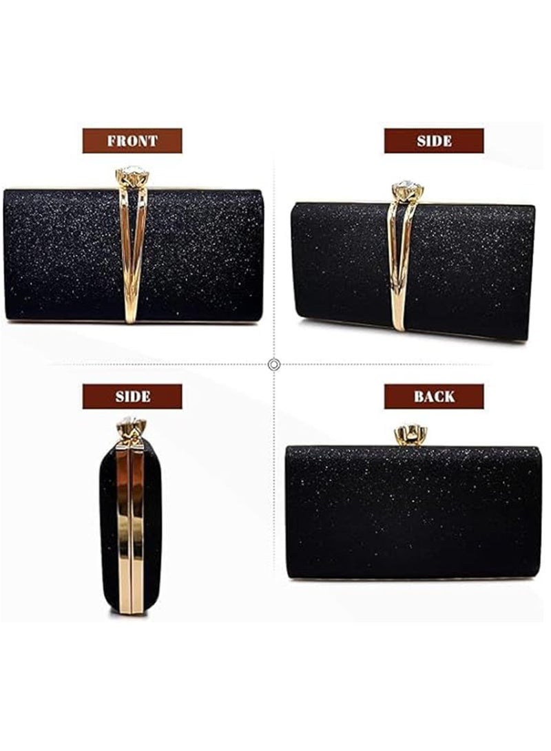 Captaintech Bag, Ladies Evening Bag with Backpack Chain, Elegant Envelope Bag for Wedding Party Banquets Black - Image 4