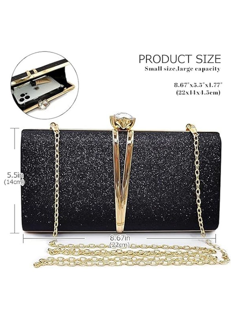 Captaintech Bag, Ladies Evening Bag with Backpack Chain, Elegant Envelope Bag for Wedding Party Banquets Black - Image 5