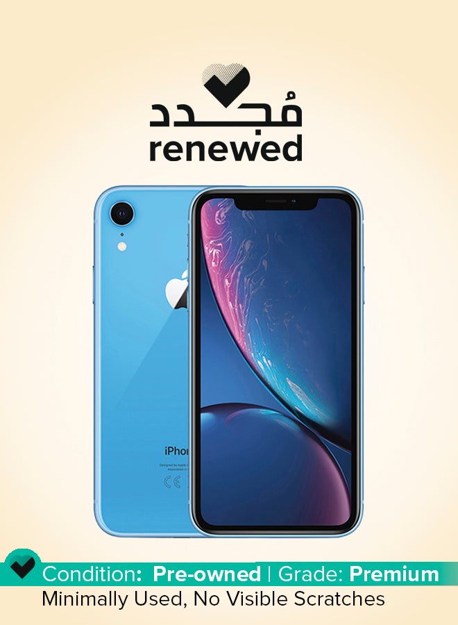 ابل  مُجدد - هاتف آيفون XR بذاكرة داخلية 128 جيجابايت ويدعم تقنية 4G LTE مع تطبيق فيس تايم بلون أزرق - إصدار الشرق الأوسط - Image 1