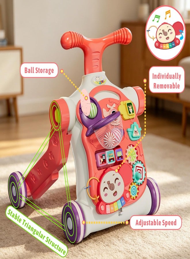 QDRAGON 5 in 1 Walker for Baby Girl, Baby Push Walkers, Assemble as Scooter/Motorbike/Activity Center/Detachable Panel, Walking Toys for Infants, Red - Image 5
