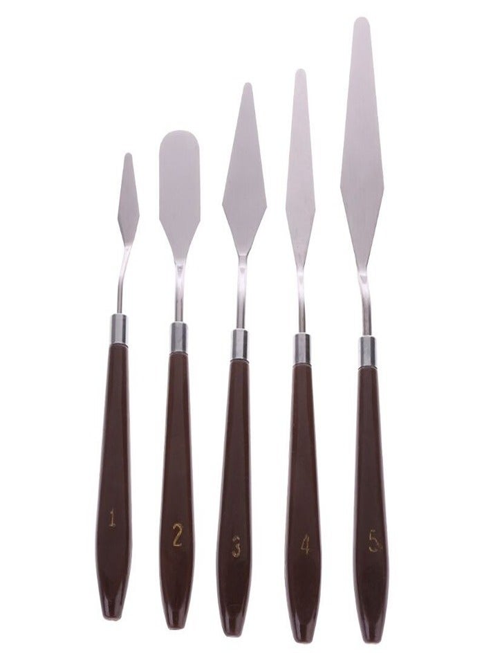 سمارت مجموعة سكاكين الرسم للفنانين سمارت - 5 قطع من سكاكين الرسم وملعقة من الفولاذ المقاوم للصدأ وسكين لوحة الألوان وملحقات الرسم الزيتي ومجموعة خلط الألوان للألوان الزيتية والقماش والأكريليك - Image 2