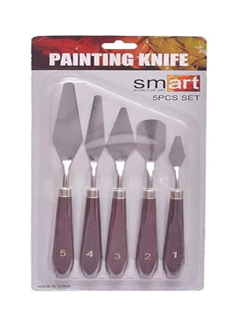 سمارت مجموعة سكاكين الرسم للفنانين سمارت - 5 قطع من سكاكين الرسم وملعقة من الفولاذ المقاوم للصدأ وسكين لوحة الألوان وملحقات الرسم الزيتي ومجموعة خلط الألوان للألوان الزيتية والقماش والأكريليك - Image 5